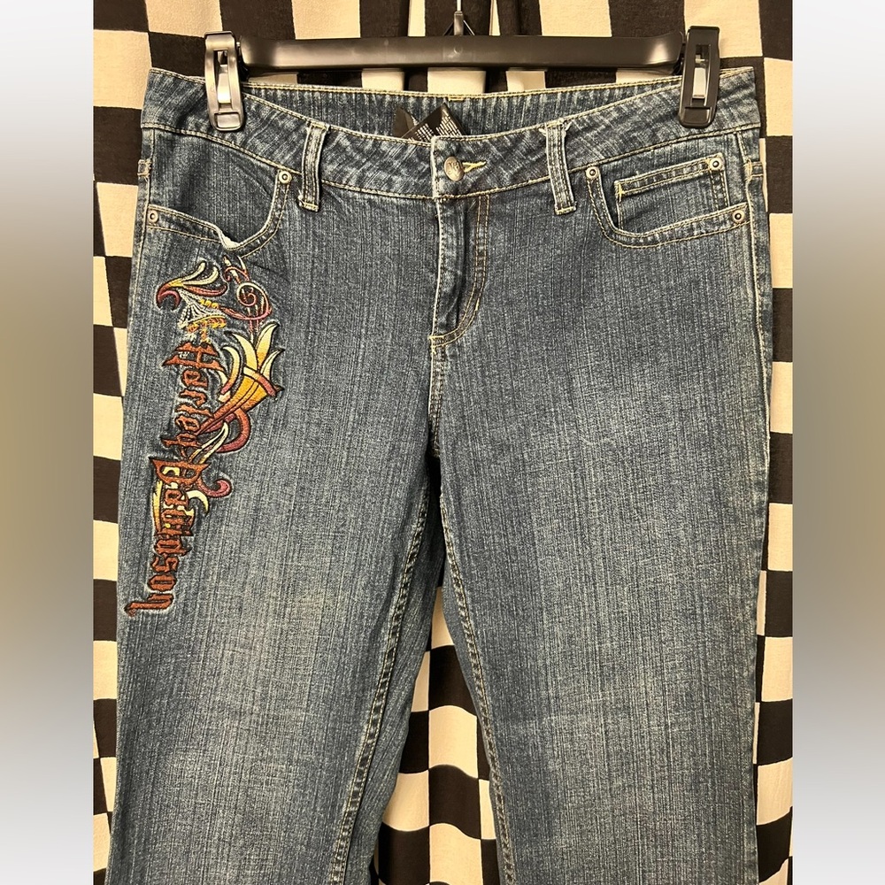 Harley Davidson Women’s Embroidered Denim Flared Jeans - Picture 4 of 10